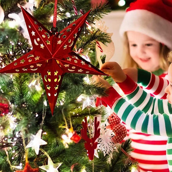 8Pcs Christmas Paper Star Lantern Lampshade 3D Paper Star Hanging Decoration for Carousel 9