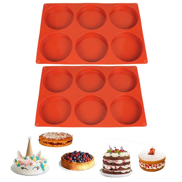 2pcs Silicone Muffin Top Pans Round Baking Mold for Hamburger Chocolate Cake Pie Carousel 1