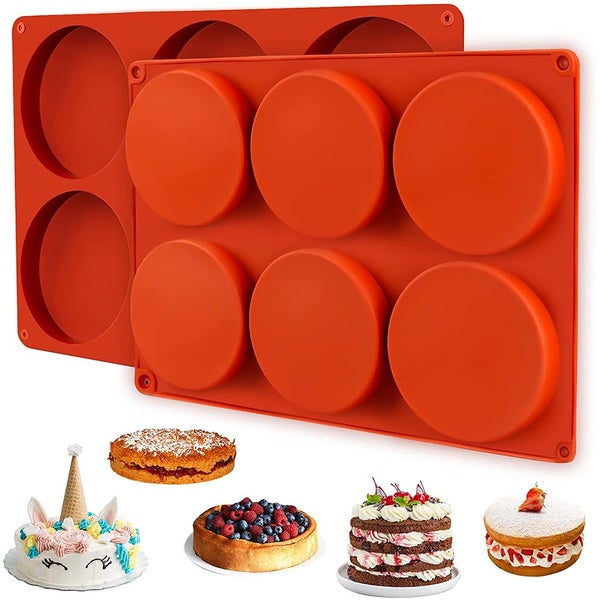 2pcs Silicone Muffin Top Pans Round Baking Mold for Hamburger Chocolate Cake Pie Carousel 2