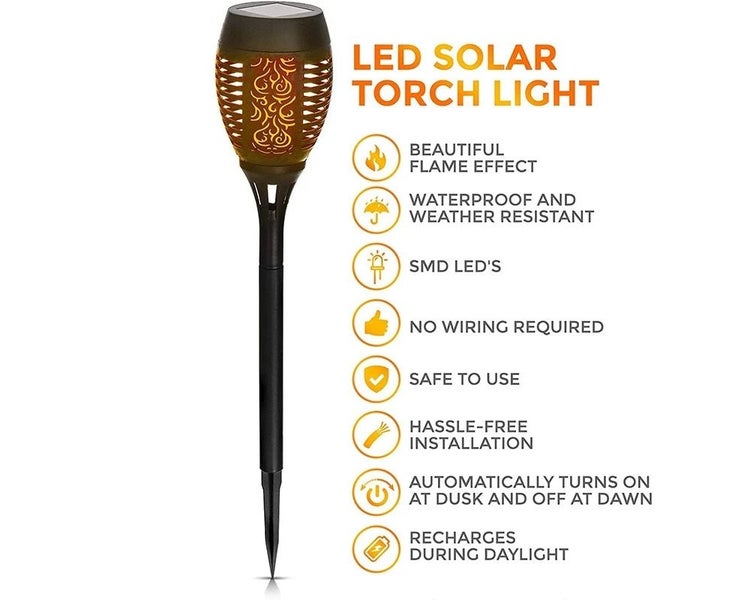4pcs Solar Powered Flame Torch Decorative Light with 12 LEDs Carousel 2