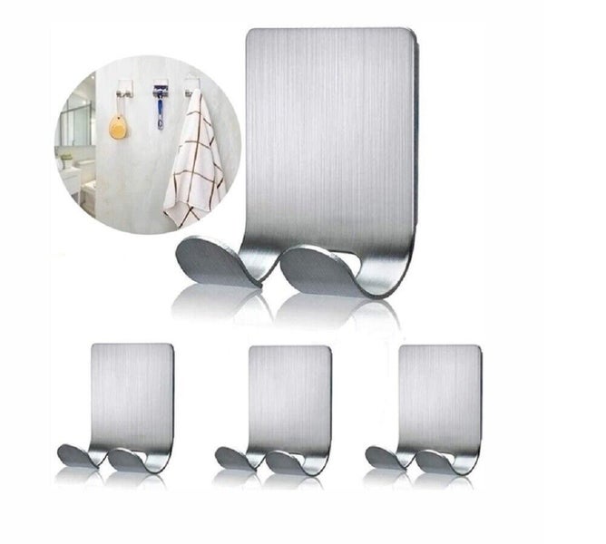 4-Piece Stainless Steel Razor Holder Set - Adhesive Wall-Mounted Hooks for Razor Carousel 2