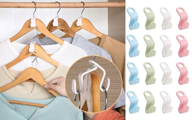 40Pcs Hanger Connector Hooks Set- Space-Saving Closet Organizer Clips for Cloth Carousel 1