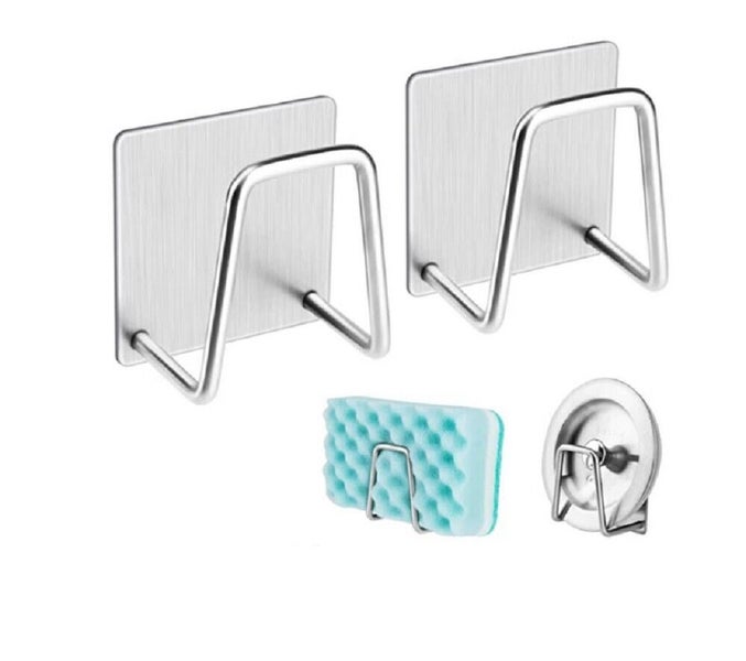 4 Pcs Stainless Steel Adhesive Sponge Holder -Kitchen Sink Caddy for Accessories Carousel 1