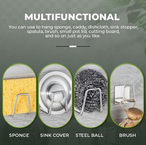 4 Pcs Stainless Steel Adhesive Sponge Holder -Kitchen Sink Caddy for Accessories Carousel 11