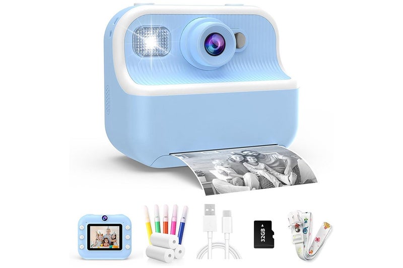Kids Instant Print Camera Zero Ink Print Photo Camera With 32G TF Card-Blue Carousel 1