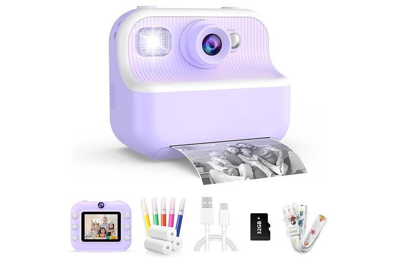 Kids Instant Print Camera Zero Ink Print Photo Camera With 32G TF Card-Purple Carousel 1