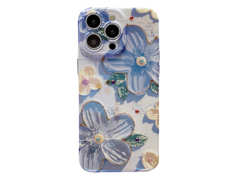 Slim Blu-ray Case Cover for iPhone 13 Pro Max with Camera Protector Flower Carousel 1