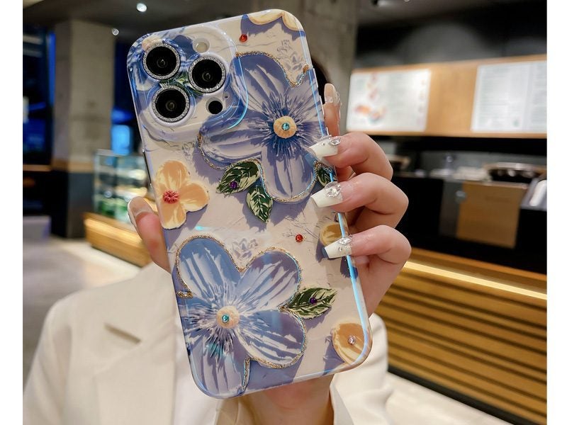 Slim Blu-ray Case Cover for iPhone 13 Pro Max with Camera Protector Flower Carousel 2