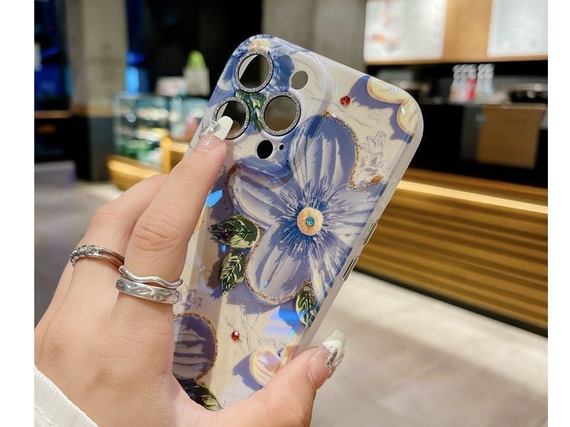 Slim Blu-ray Case Cover for iPhone 13 Pro Max with Camera Protector Flower Carousel 4