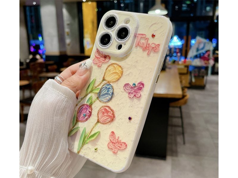 Slim Blu-ray Case Cover for iPhone 15 Pro Max with Camera Protector Flower Carousel 2