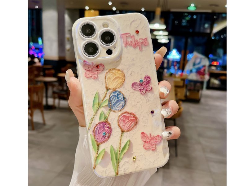 Slim Blu-ray Case Cover for iPhone 15 Pro Max with Camera Protector Flower Carousel 4