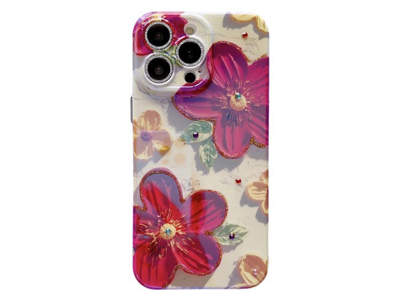 Slim Blu-ray Case Cover for iPhone 13 Pro Max with Camera Protector Flower Carousel 1