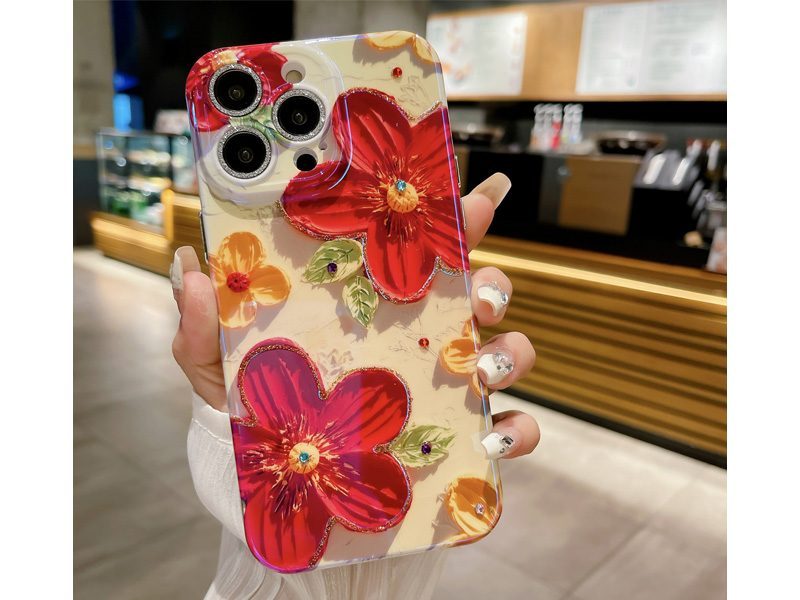 Slim Blu-ray Case Cover for iPhone 13 Pro Max with Camera Protector Flower Carousel 4