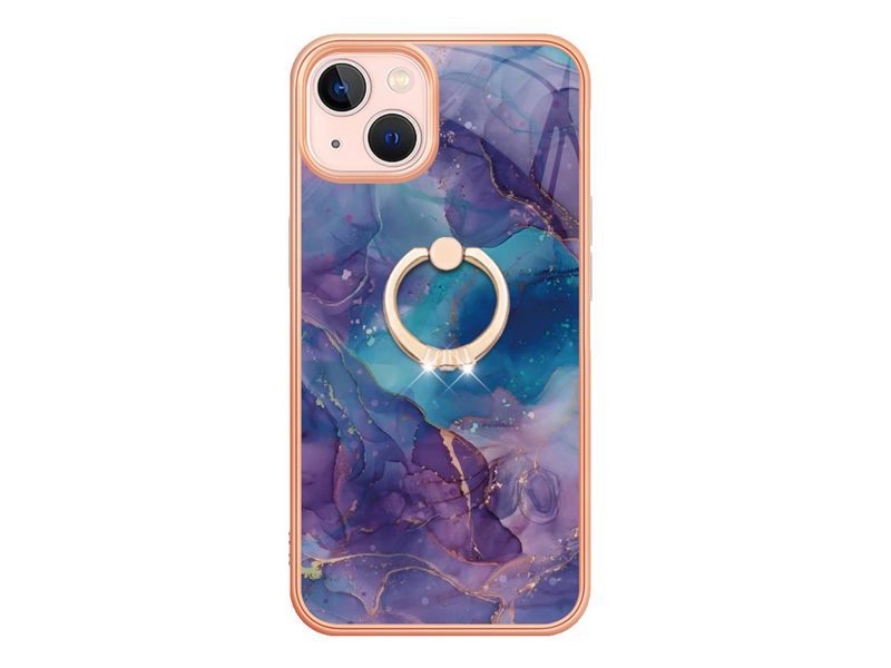 Finger Ring Kickstand Case Cover for iPhone 13 Marble Carousel 4