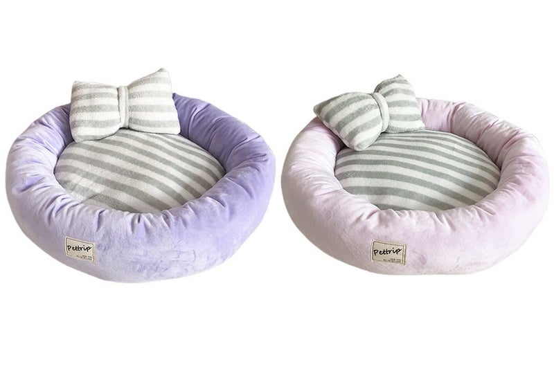 2Pcs Small Calming Dog Bed for Dogs Puppy Round Washable Pet Donut Bed For Cat-P Carousel 4