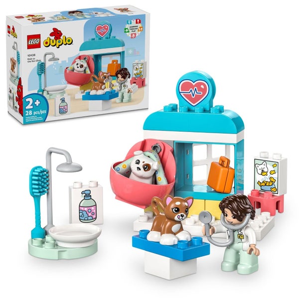 LEGO DUPLO Town Visit to The Vet Clinic Pet-Care Role-Play Toy, Dog, Cat and Vet Carousel 1