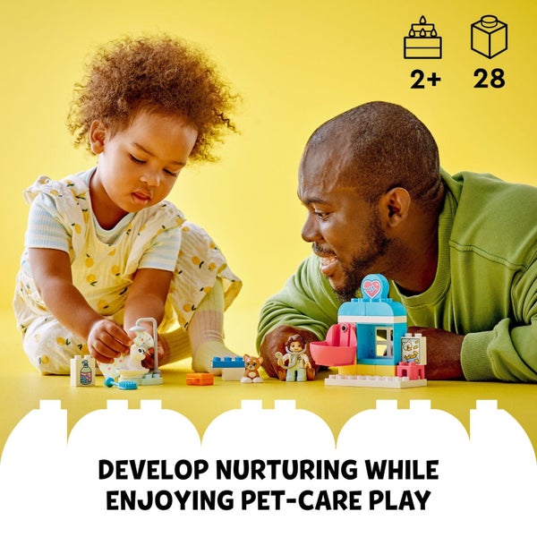 LEGO DUPLO Town Visit to The Vet Clinic Pet-Care Role-Play Toy, Dog, Cat and Vet Carousel 2