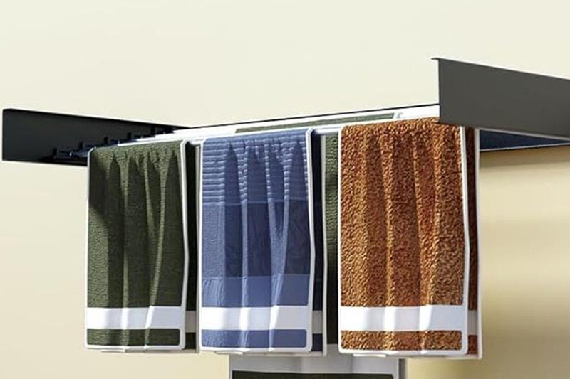 Wall Mounted Drying Rack Clothes Airer Laundry Indoor Outdoor Folding Dryer-Blac Carousel 2