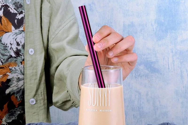 7Pcs BOBA Bubble Tea Straw Extra Wide Stainless Steel Metal Reusable Straws Pack Carousel 2