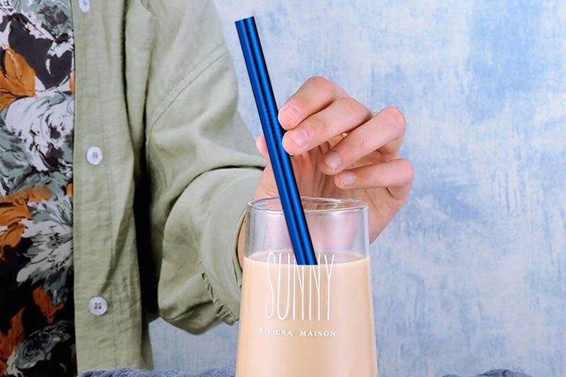 7Pcs BOBA Bubble Tea Straw Extra Wide Stainless Steel Metal Reusable Straws Pack Carousel 2