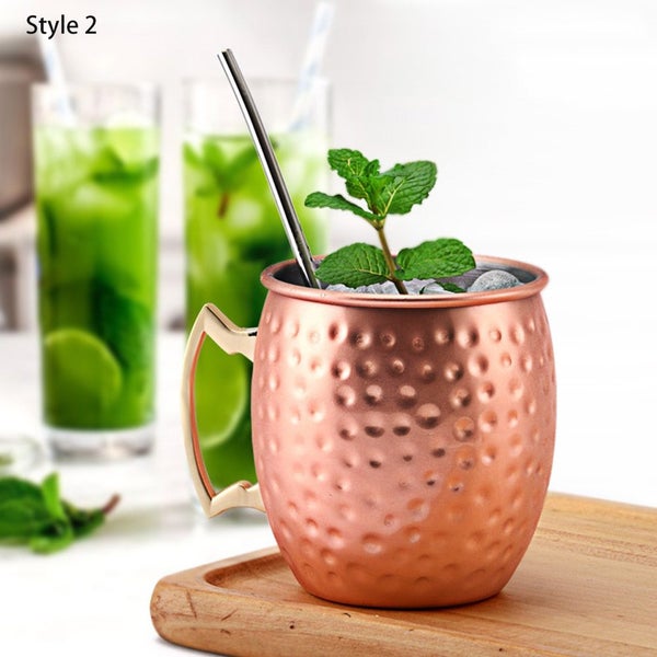 Stainless Steel Moscow Mule Mugs 550ml Copper Plated Cups -Hammered Style Carousel 1