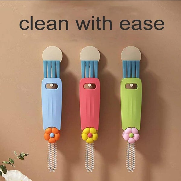 3 in 1 Multifunctional Cleaning Brush Cup Lid Gap Cleaning Brush Set-Green Carousel 5