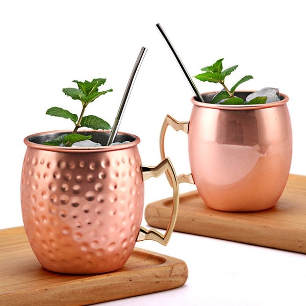 2pcs Stainless Steel Moscow Mule Mugs 550ml Copper Plated Cups -Glossy Style and Carousel 1