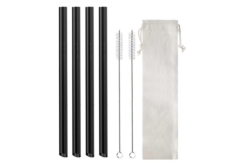 7Pcs BOBA Bubble Tea Straw Extra Wide Stainless Steel Metal Reusable Straws Pack Carousel 1