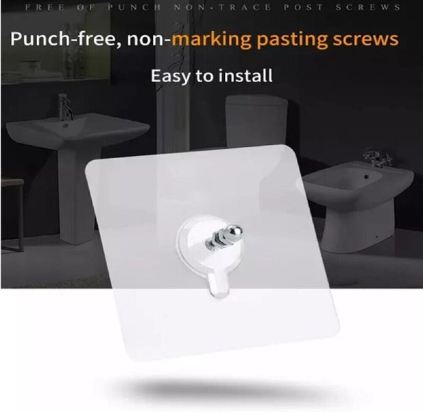 30-Pack Seamless Self-Adhesive Hook - Punch-Free Wall Hanger, Nail Screw Sticker Carousel 2