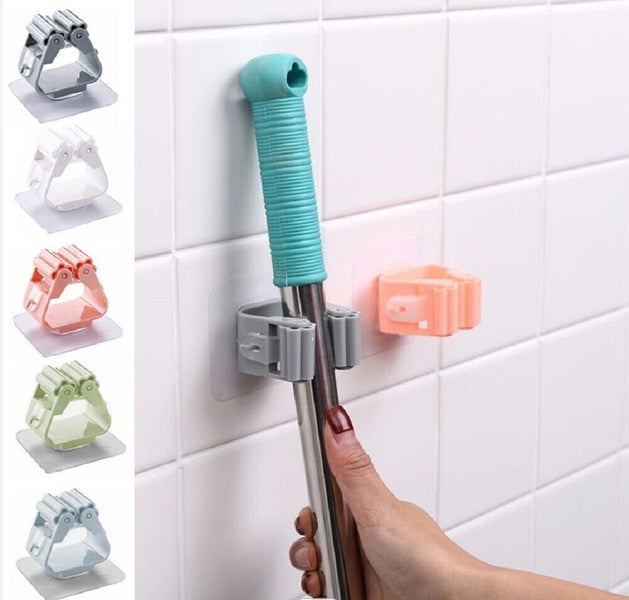 5 Self-Adhesive Broom Mop Holder - Wall Mounted, No-Drill Space-Saving Oragnizer Carousel 1