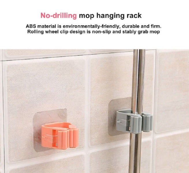5 Self-Adhesive Broom Mop Holder - Wall Mounted, No-Drill Space-Saving Oragnizer Carousel 2