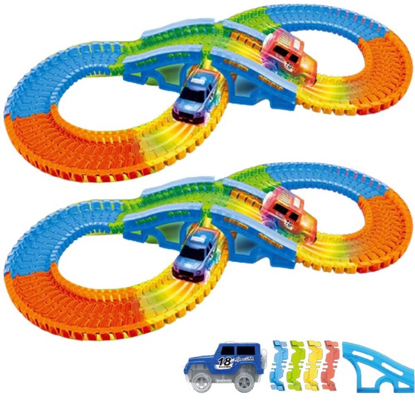 Toy 2 Sets 125pcs Race Tracks Car Glow In The Dark Flexible Car Set Gift for Boy Carousel 1