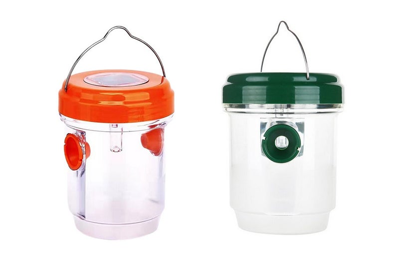2Pcs Reusable Outdoor Garden Hanging Solar Powered Bee Trap Flying Insects Bee K Carousel 1