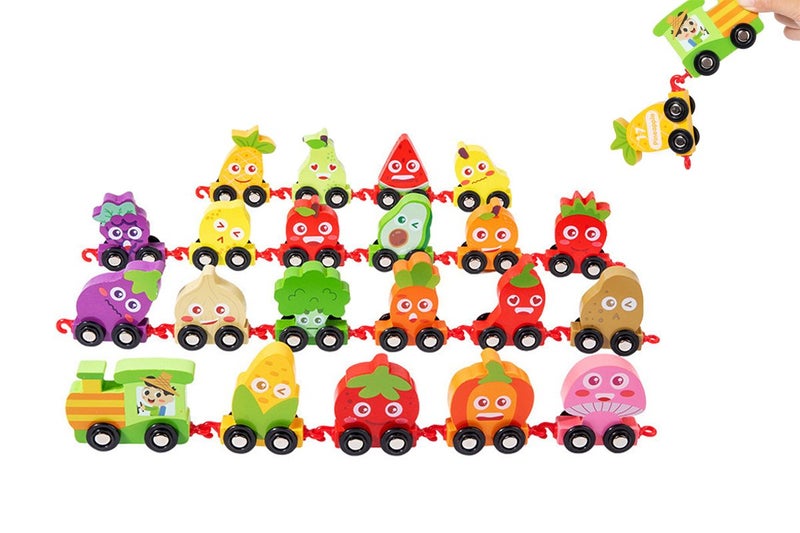 Toy Wooden Train Toy Set Number Educational Toys for Kids-Style 2: Fruit and Veg Carousel 1