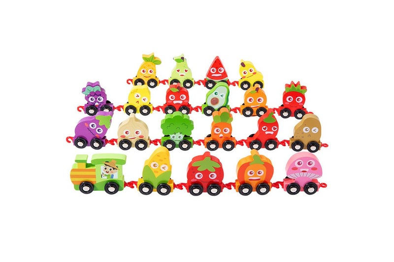 Toy Wooden Train Toy Set Number Educational Toys for Kids-Style 2: Fruit and Veg Carousel 2