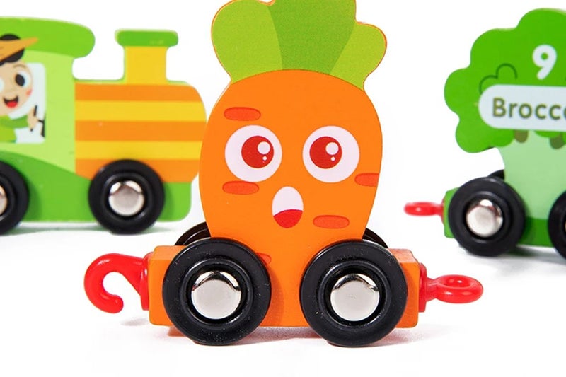 Toy Wooden Train Toy Set Number Educational Toys for Kids-Style 2: Fruit and Veg Carousel 6