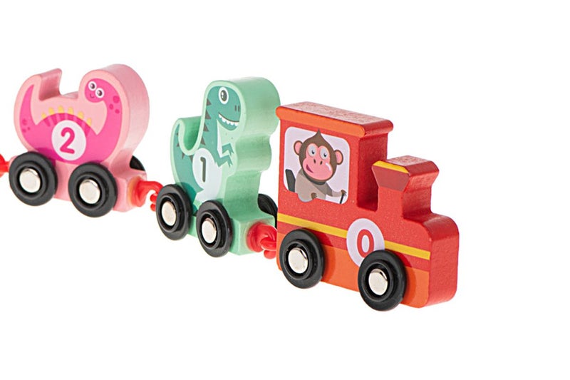 Toy Wooden Train Toy Set Number Educational Toys for Kids-Style 1: Dinosaur Numb Carousel 8