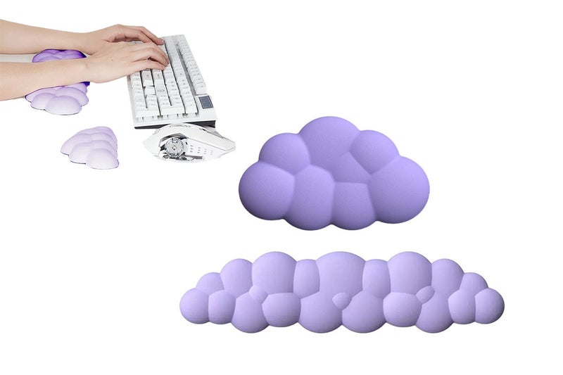 2Pcs Cloud Keyboard Wrist Rest Comfortable Memory Foam Wrist Rest for Computer L Carousel 1