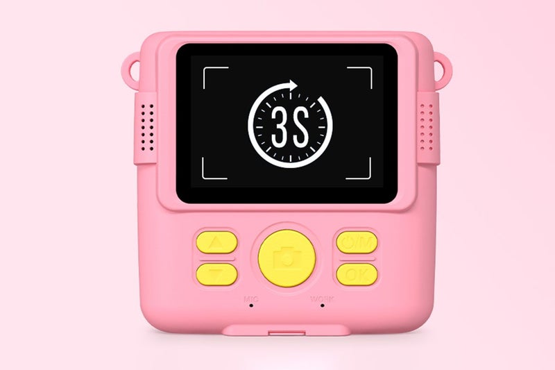 Instant Print Camera for Kids Zero Ink Print Photo Camera with 32G TF Card-Pink Carousel 10
