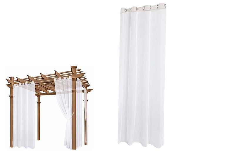 Water Resistant Curtain White Outdoor Sheer Curtains for Patio Living Room Bedro Carousel 1