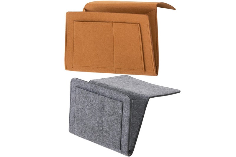 2Pcs Bed Organizer Felt Hanging Storage Bag With Tissue Box Water Bottle Pocket- Carousel 1