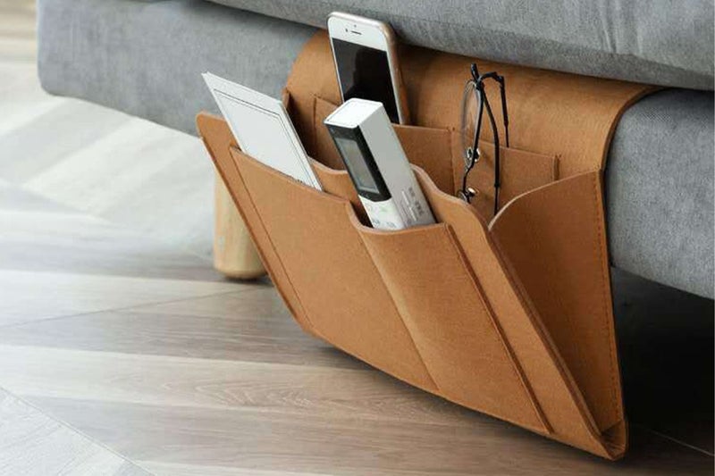 2Pcs Bed Organizer Felt Hanging Storage Bag With Tissue Box Water Bottle Pocket- Carousel 2