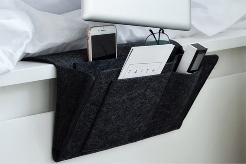 2Pcs Bed Organizer Felt Hanging Storage Bag With Tissue Box Water Bottle Pocket- Carousel 2