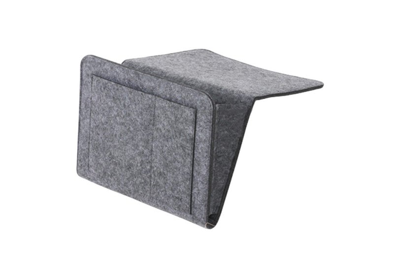 Bed Organizer Felt Hanging Storage Bag With Tissue Box Water Bottle Pocket-Grey Carousel 1