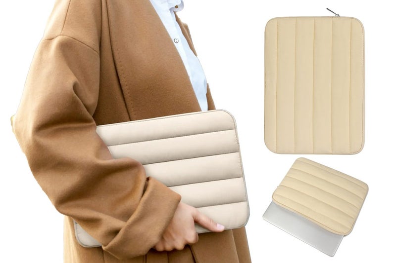 Puffy Sleeve 13.3 Inch Laptop Computer Cover Bag Carrying Case-Apricot Carousel 1