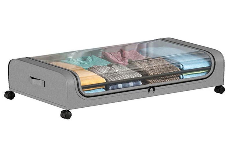 2Pcs 32L Under Bed Storage Container with Wheels Under Bed Shoe Storage with Han Carousel 2