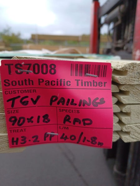 PINE TG&V FENCE PALINGS - 90mm x 18mm - H3.2 PP CLRS - 40 x 1.8m - TS700864228801222401112