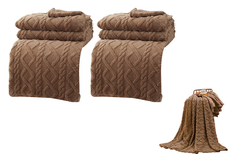 2Pcs Soft Warm Reversible Long Pile Plush Blanket Faux Fur Shaggy Throw Blanket- Carousel 1