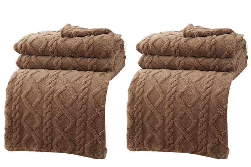 2Pcs Soft Warm Reversible Long Pile Plush Blanket Faux Fur Shaggy Throw Blanket- Carousel 5