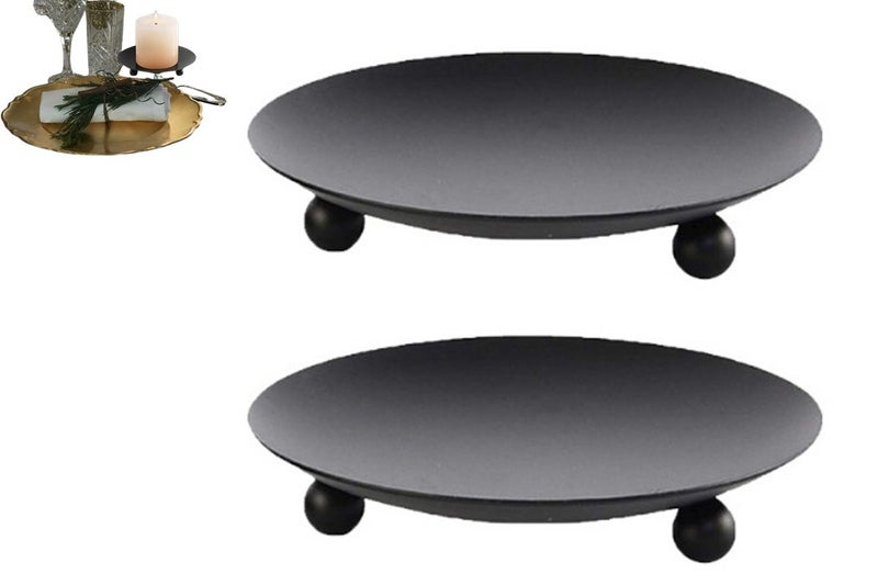 2Pcs Candle Holder Decorative Iron Pillar Candle Plate Stand for Weddings Dinnin Carousel 1